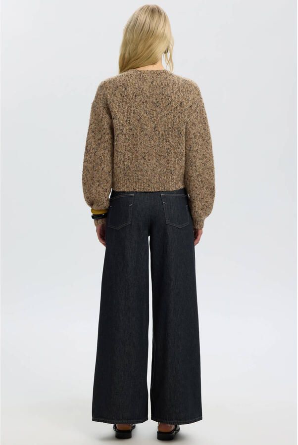 Selected Women gebreid vest met wol bruin - Foto 3