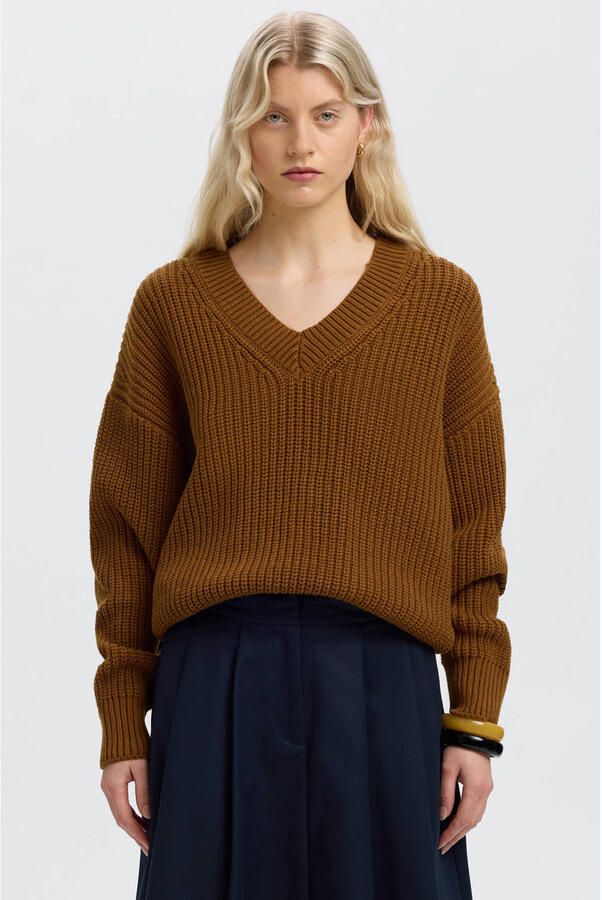 Selected Regular fit pullover van katoenmix model 'SELMA'