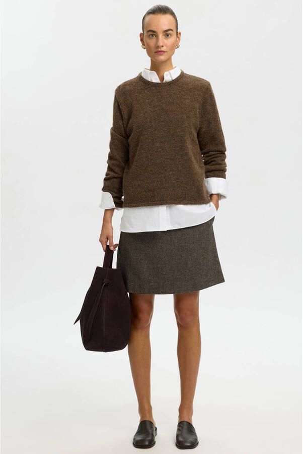 SELECTED WOMEN Dames Truien & Vesten Slwlulu New Ls Knit O-neck Bruin - Foto 6