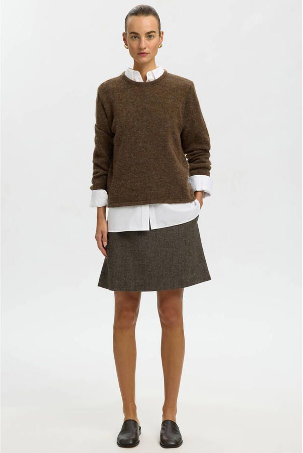 SELECTED WOMEN Dames Truien & Vesten Slwlulu New Ls Knit O-neck Bruin - Foto 7