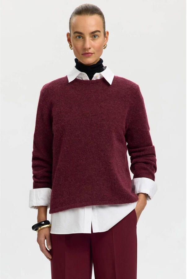 SELECTED WOMEN Dames Truien & Vesten Slwlulu New Ls Knit O-neck Bordeaux - Foto 5