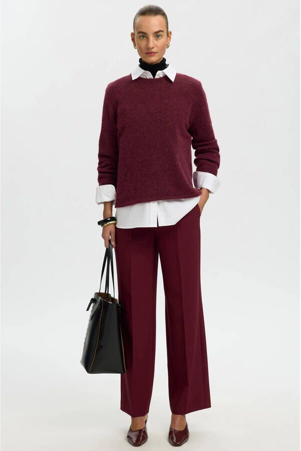 SELECTED WOMEN Dames Truien & Vesten Slwlulu New Ls Knit O-neck Bordeaux - Foto 6