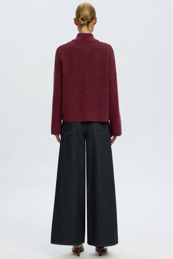 Selected Women gebreide vest met wol donkerrood - Foto 2