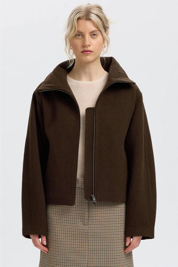 Selected Women jack met wol bruin
