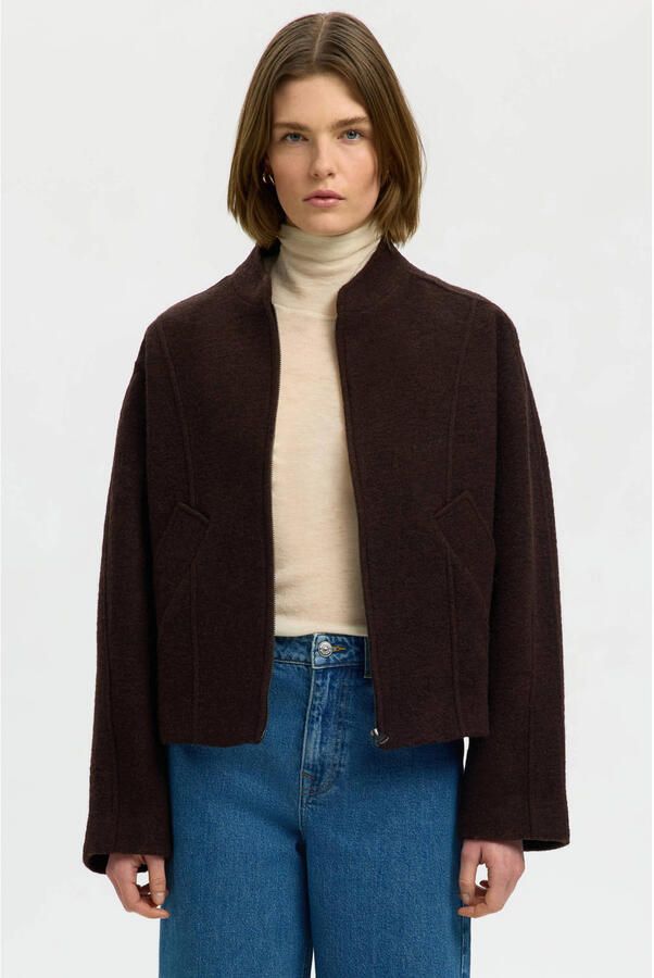 Selected Regular fit blouson van wolmix model 'JACQUELINE'