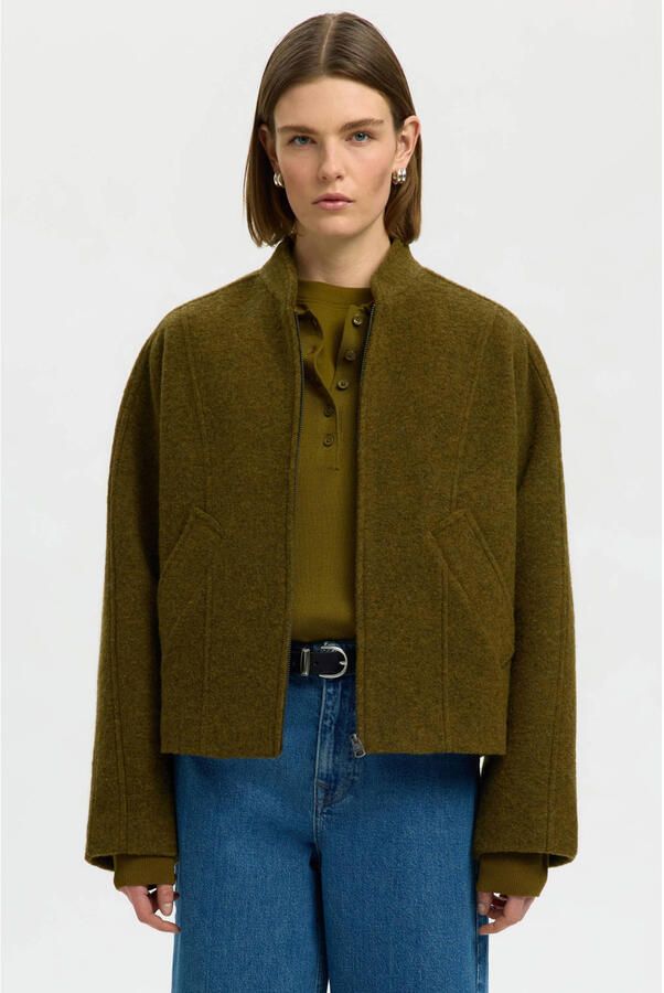 Selected Regular fit blouson van wolmix model 'JACQUELINE'