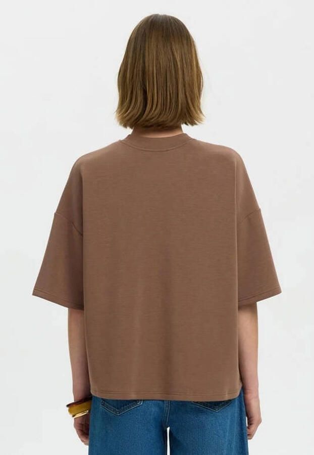 SELECTED WOMEN Dames Tops & T-shirts Slfoversized Tenny Tee Bruin - Foto 6