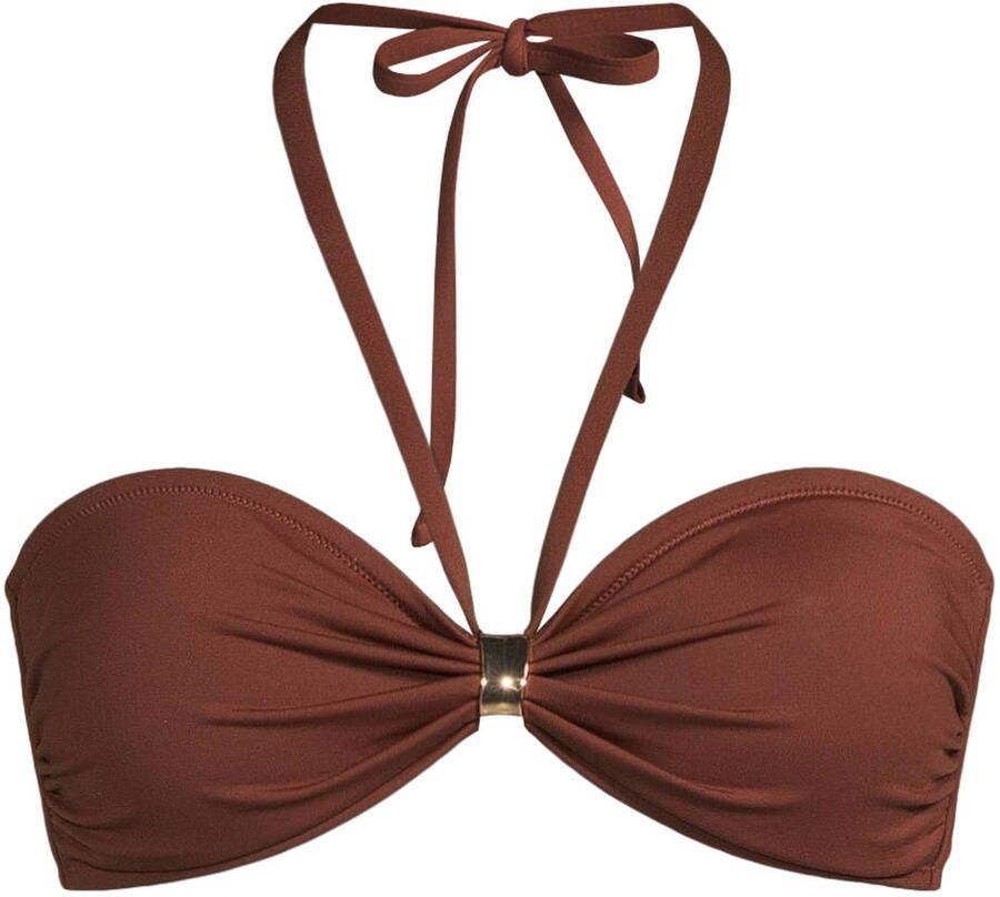 Selected Women niet-voorgevormde strapless bandeau bikinitop bruin