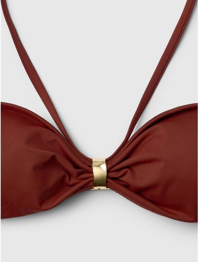 Selected Women niet-voorgevormde strapless bandeau bikinitop bruin - Foto 3