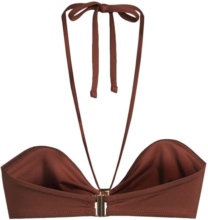 Selected Women niet-voorgevormde strapless bandeau bikinitop bruin - Foto 2