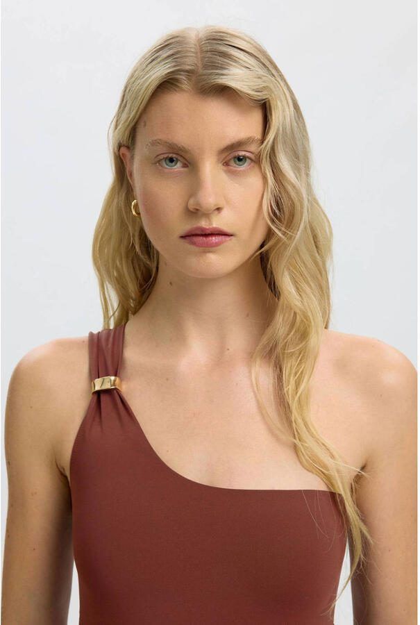 Selected Women one shoulder badpak bruin