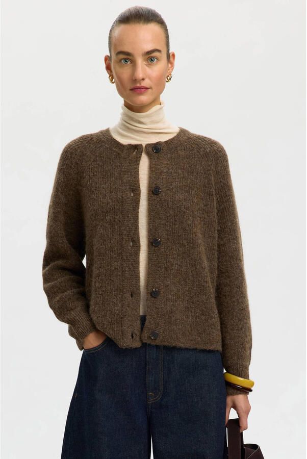 SELECTED WOMEN Dames Truien & Vesten Slflulu Ls Knit Short Cardigan Bruin - Foto 5