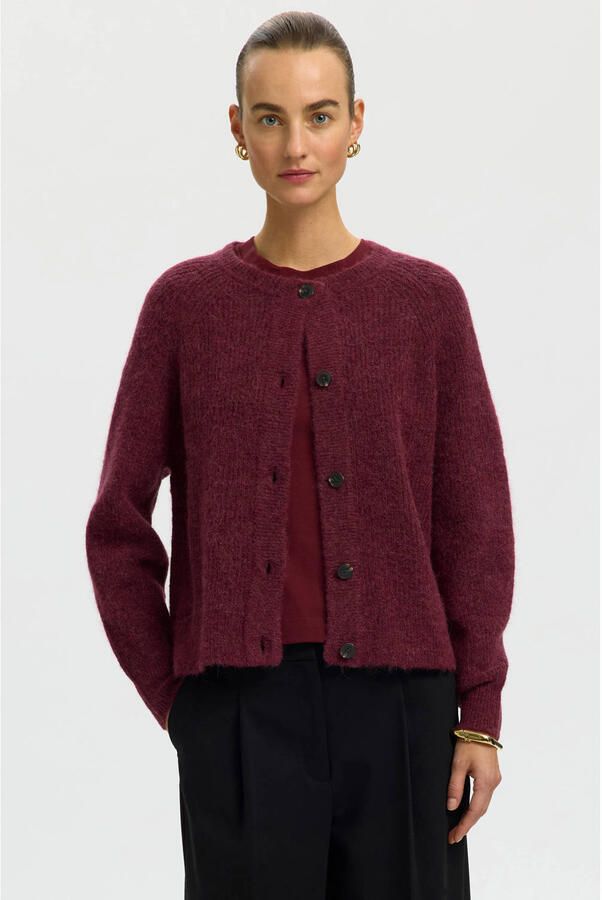 SELECTED WOMEN Dames Truien & Vesten Slflulu Ls Knit Short Cardigan Bordeaux - Foto 5