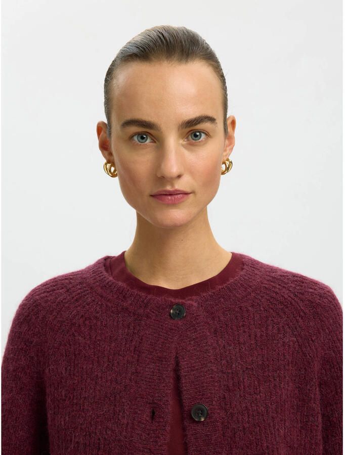 SELECTED WOMEN Dames Truien & Vesten Slflulu Ls Knit Short Cardigan Bordeaux - Foto 6