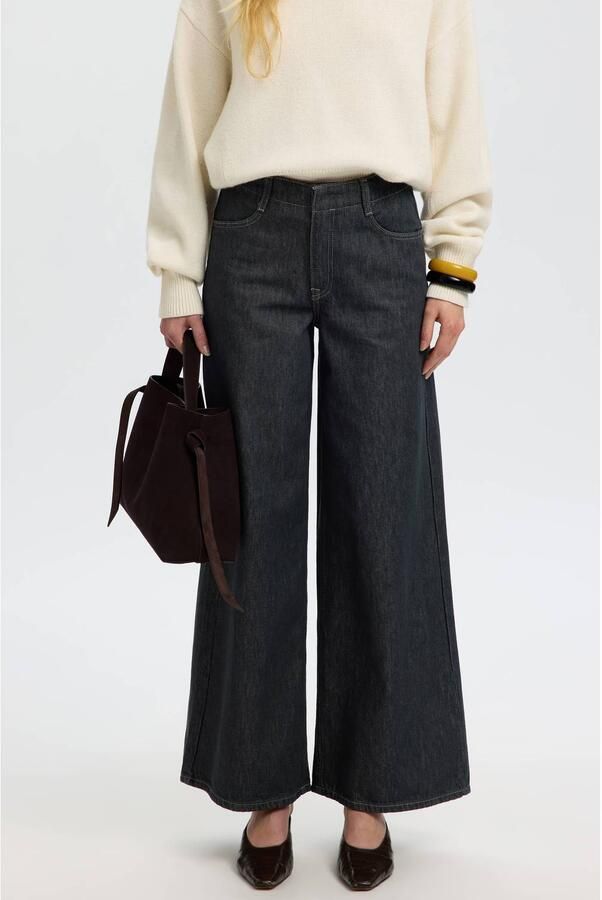 Selected Women Slwextra Wide Baria-Bora Mw wide leg jeans dark blue denim