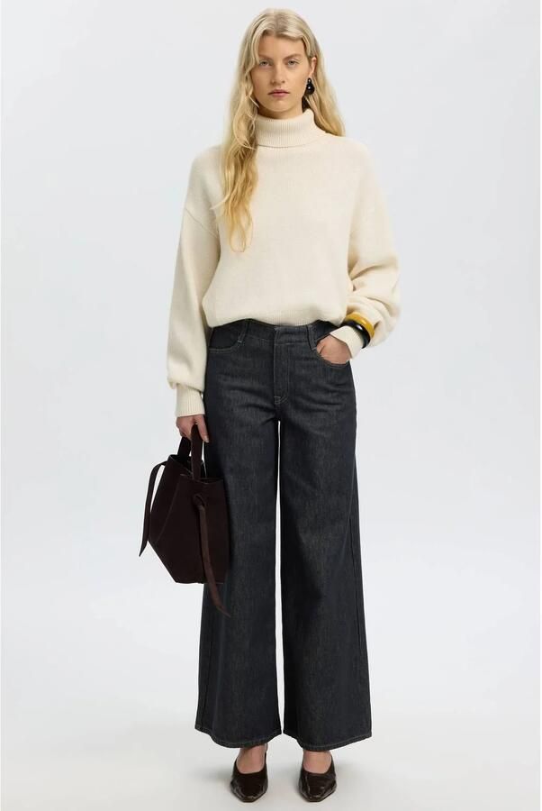 Selected Women Slwextra Wide Baria-Bora Mw wide leg jeans dark blue denim - Foto 3