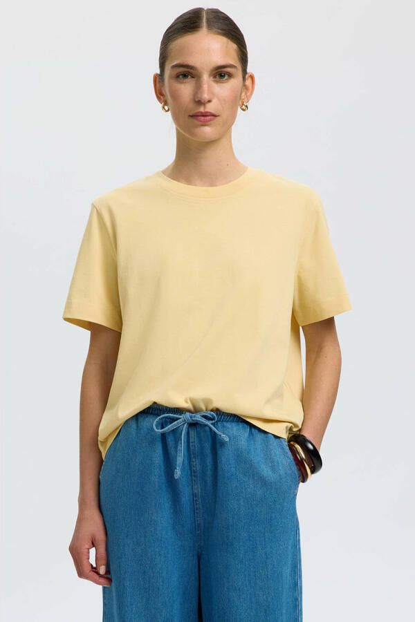 Selected Women T-shirt lichtgeel