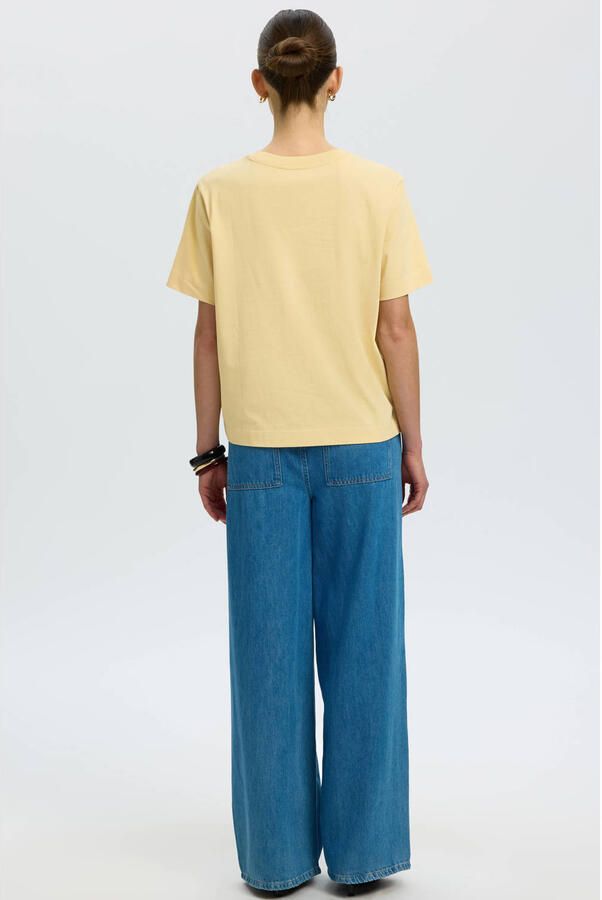 Selected Women T-shirt lichtgeel - Foto 3