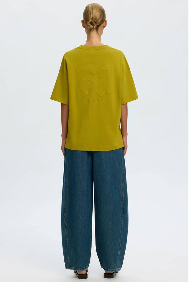 Selected Women T-shirt met borduursels groen - Foto 3