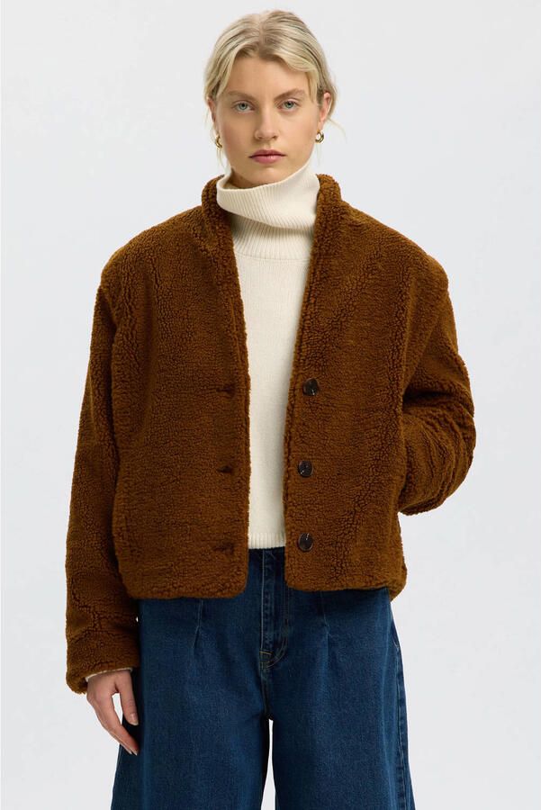 Selected Teddyjack met sjaalkraag model 'SLWISABEL'