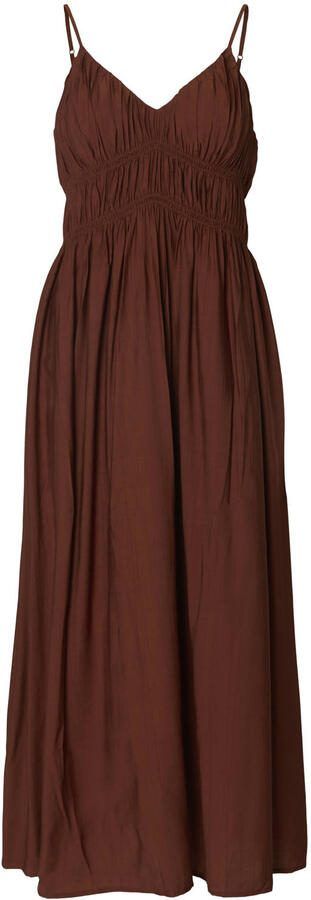 Selected Women viscose zomerjurk met plooien roodbruin