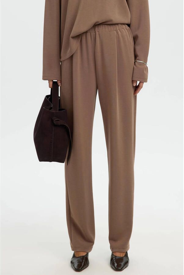 Selected Women wide leg casual broek bruin
