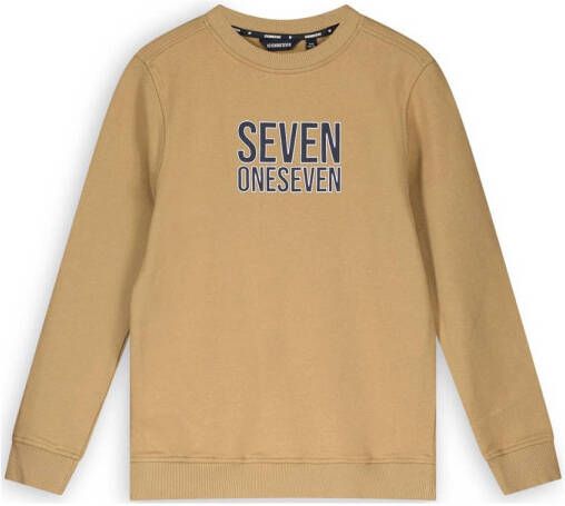 SEVENONESEVEN sweater met printopdruk zand Beige Printopdruk 110 116