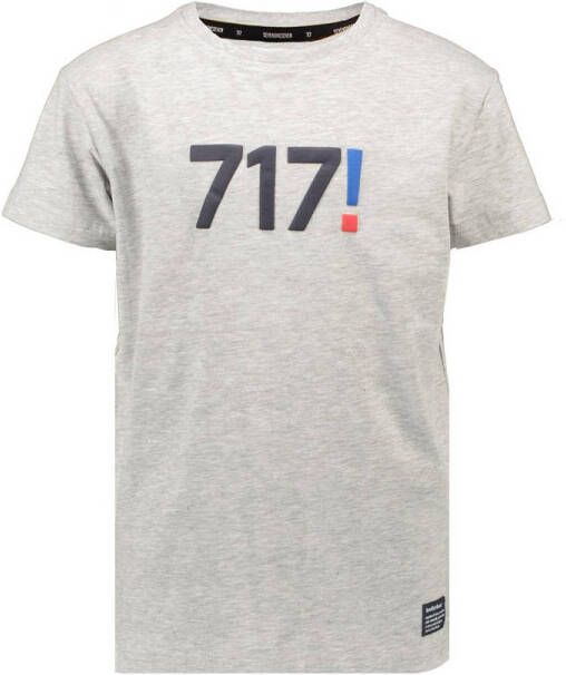 SEVENONESEVEN T-shirt met tekst grijs melange Jongens Stretchkatoen Ronde hals 110 116 - Foto 1