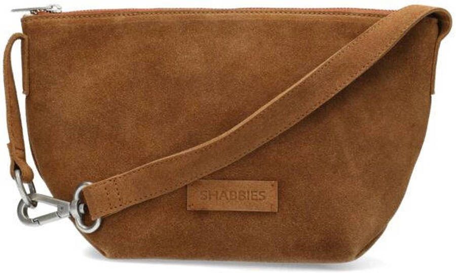 Shabbies Amsterdam suede crossbody tas Esra cognac