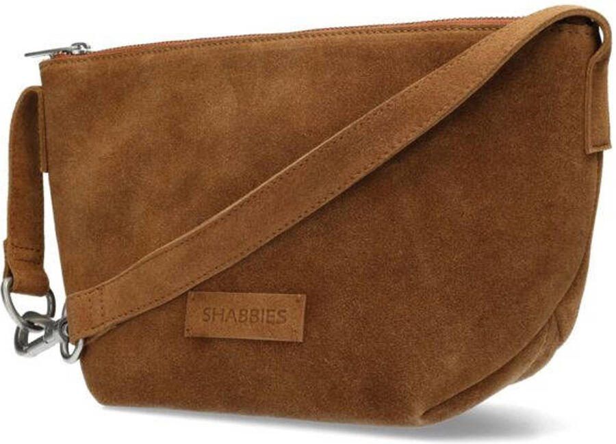 Shabbies Amsterdam suede crossbody tas Esra cognac - Foto 3