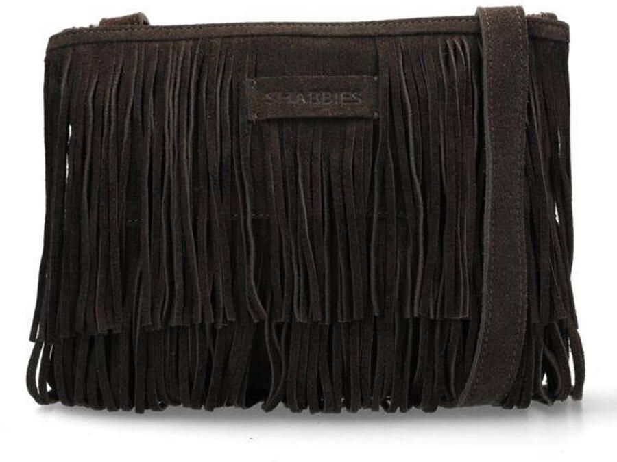 Shabbies Amsterdam suede crossbody tas Festival donkerbruin
