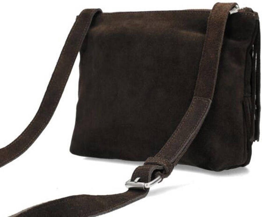 Shabbies Amsterdam suede crossbody tas Festival donkerbruin - Foto 2