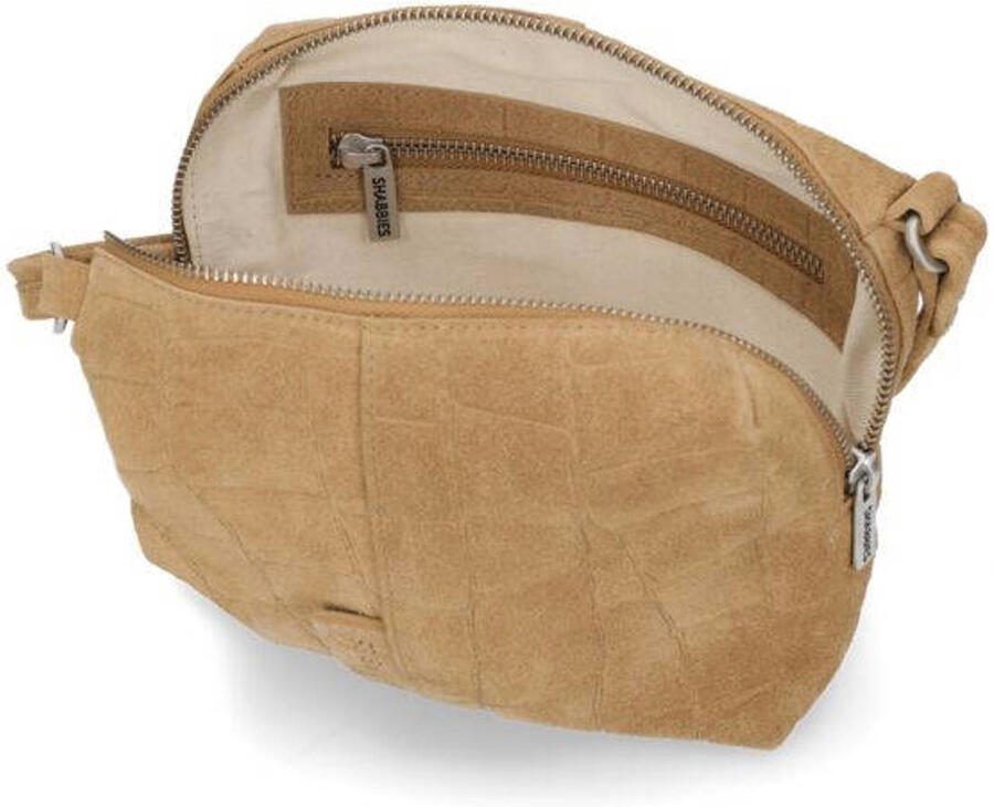Shabbies Amsterdam suede crossbody tas Saar Croco lichtbruin - Foto 3