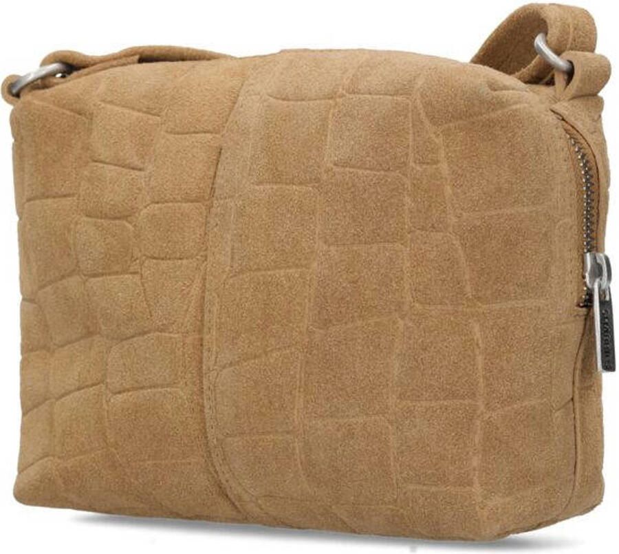 Shabbies Amsterdam suede crossbody tas Saar Croco lichtbruin - Foto 2