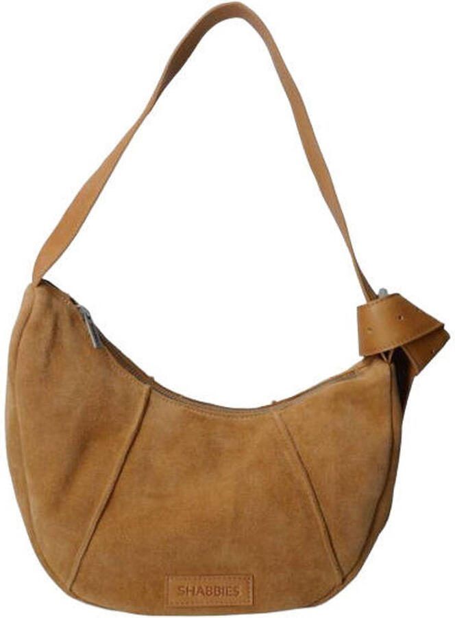 Shabbies Amsterdam suede schoudertas Platamini cognac