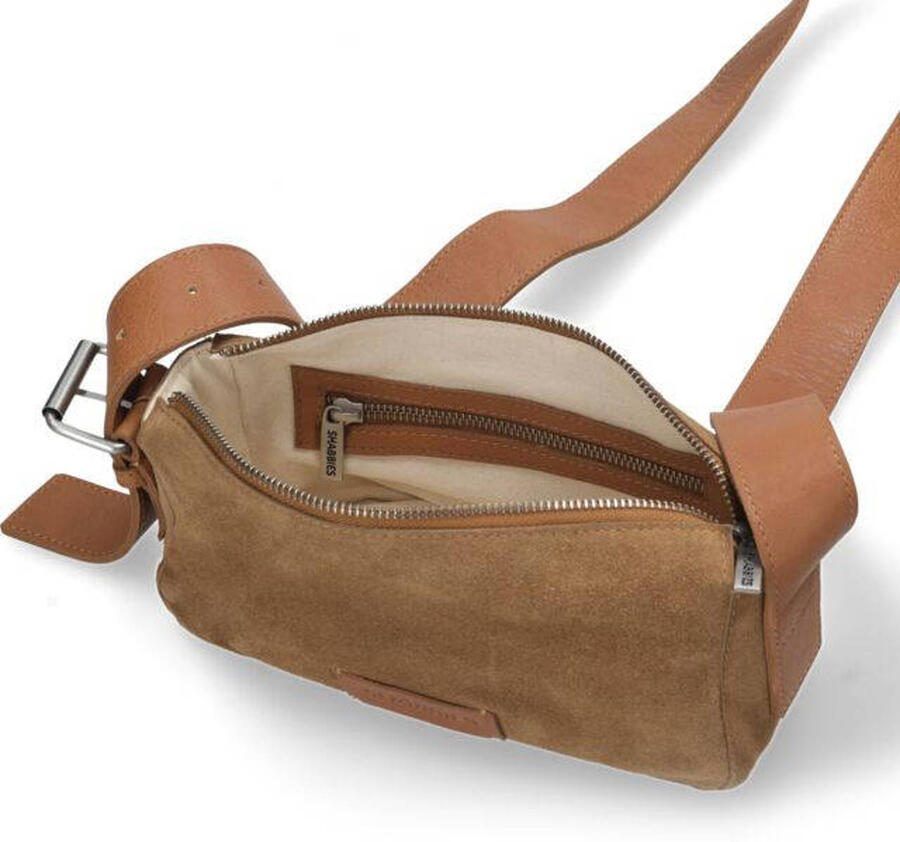 Shabbies Amsterdam suede schoudertas Venice cognac - Foto 2
