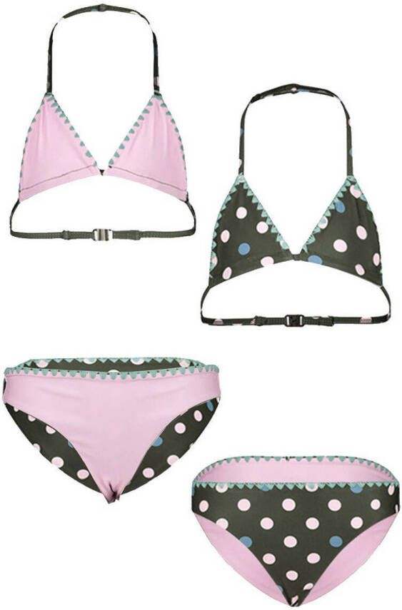 Shiwi reversible triangel bikini zwart roze Meisjes Polyester Stip 164