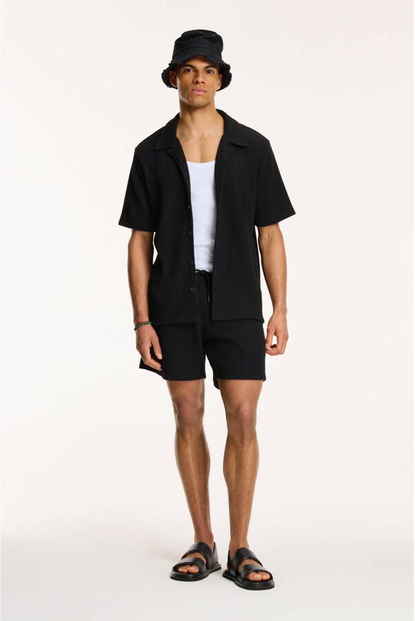 SHIWI Heren Broeken Men Oscar Waffle Structure Shorts Zwart - Foto 3