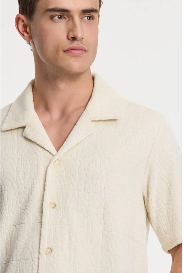 SHIWI Heren Overhemden Men Ted Short Sleeve Geo Sun Beige