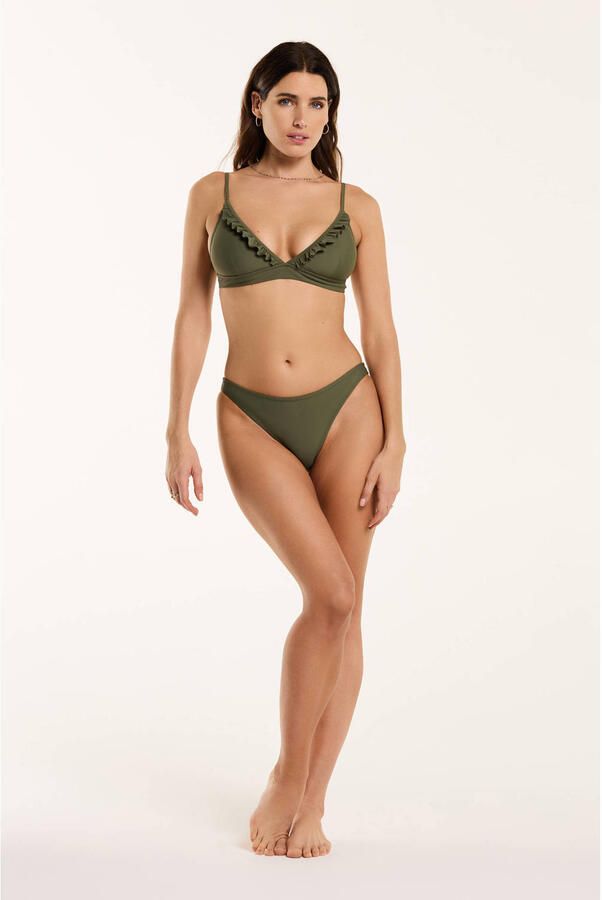 Shiwi voorgevormde triangel bikini Beau met ruches olijfgroen - Foto 2