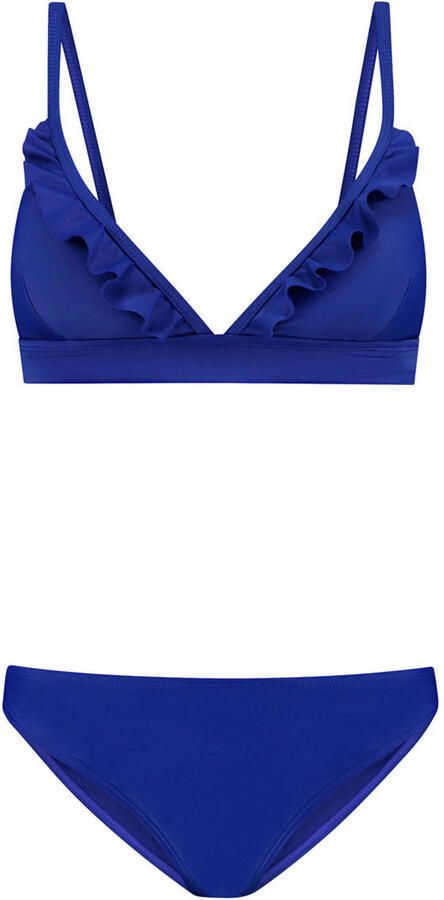Shiwi The Sunshine Brand voorgevormde triangel bikini set Beau met ruches blauw - Foto 4