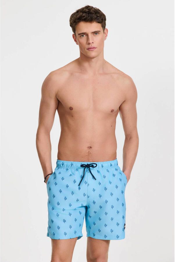 SHIWI Heren Zwembroeken Men Mike Swim Shorts 7 Inch Sketched Coral Lichtblauw - Foto 5
