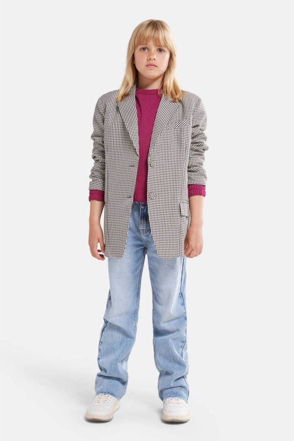 Shoeby blazer Tone met pied-de-poule zwart wit