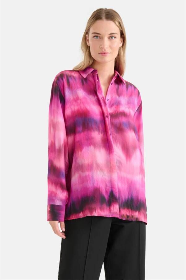 Shoeby loose fit blouse met tie-dyer print roze paars