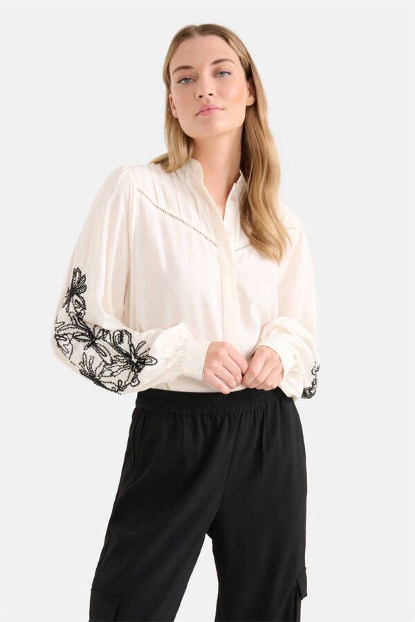 Shoeby blouse met borduursels ecru