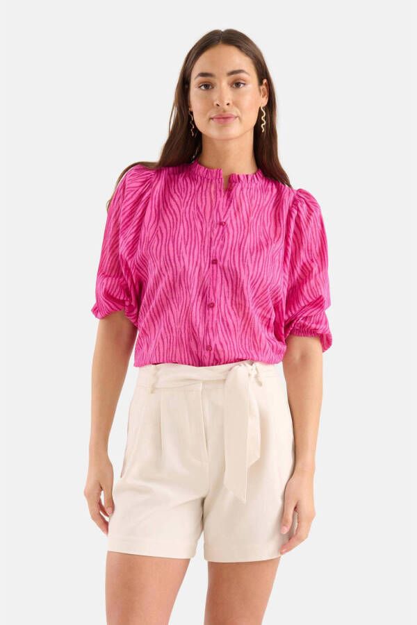 Shoeby blouse met zebraprint roze