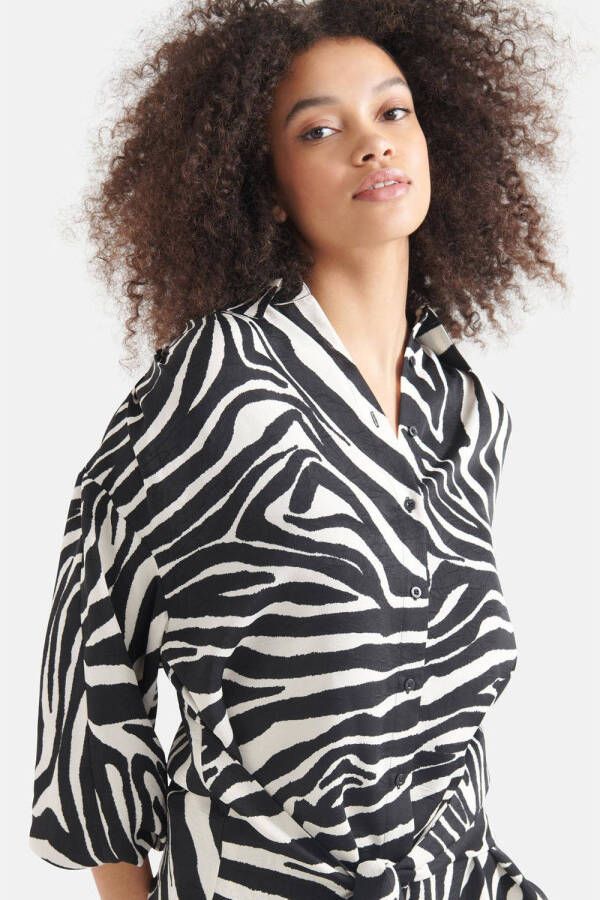 Shoeby blouse met zebraprint zwart wit
