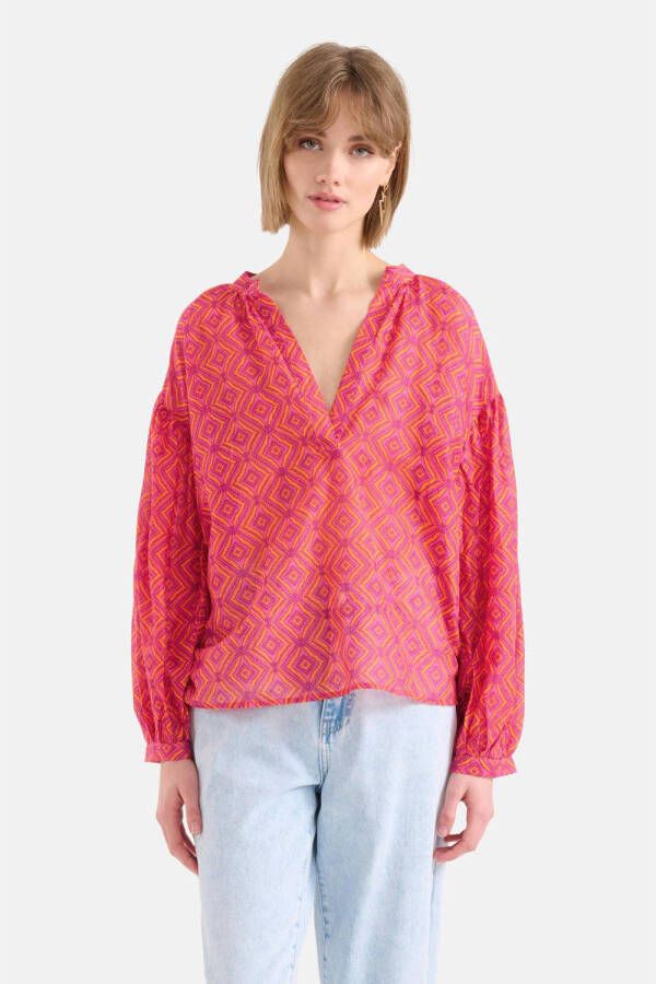 Shoeby blousetop met all over print roze paars