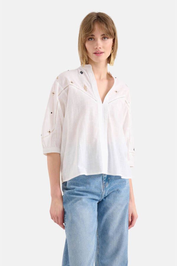 Shoeby blousetop met borduursels wit