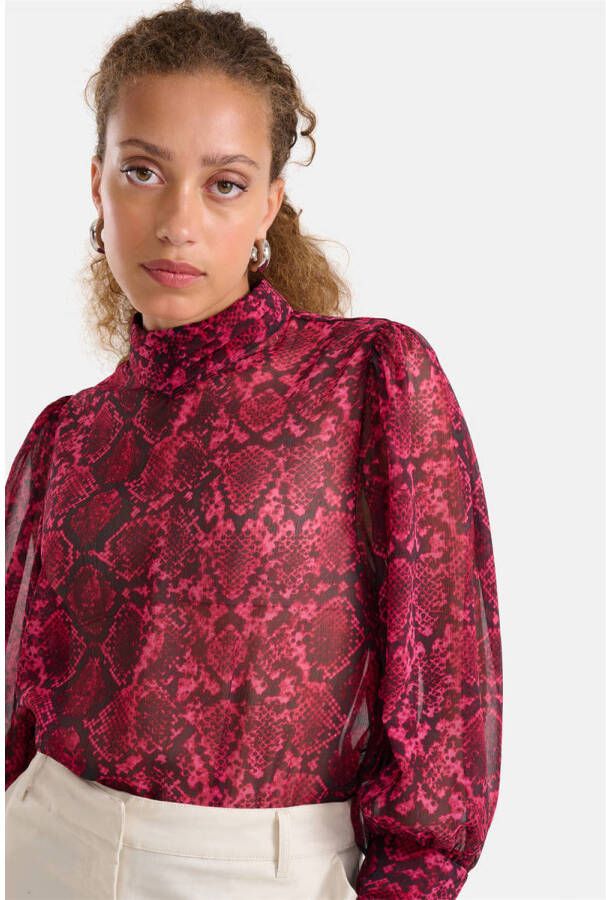 Shoeby blousetop met slangenprint roze
